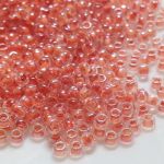 Rocaille 9/0 Czech seed beads - Inside-Color Crystal/Salmon Lined 985 - 10 gram