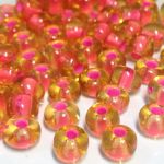 Rocaille 31/0 Czech seed beads - Inside Pink Transparent Yellow - 10 gram
