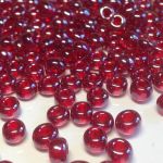 Rocaille 4/0 Czech seed beads - Lustered Transparent Ruby - 10 gram