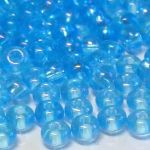 Rocaille 6/0 Czech seed beads - Transparent Rainbow Lt.Blue - 10 gram