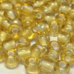 Rocaille 3/0 Czech seed beads - Transparent Amber White Lined - 10 gram