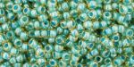 Toho Round 11/0 Inside-Color Jonquil/Turquoise Lined TR-11-953 10 gram