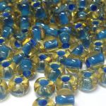 Rocaille 3/0 Czech seed beads - Dark Yellow/Blue Lined - 10 gram