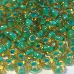 Rocaille 3/0 Czech seed beads - Lt.Topaz/Mint Green Lined - 10 gram