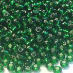 Rocaille 8/0 Czech seed beads - Silver Lined Green 57060 -10 gram