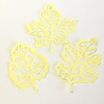 Scrapki ażurowe listki  kremowy żółty  - zestaw ( 3 szt)