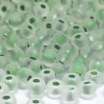 Rocaille 6/0 Czech seed beads - Frosted Crystal Terre Green Lined 38656-10 gram