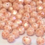 Fire Polish 4 mm Marbled White/ Lustered Rose Peach 40  szt.