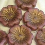 Koraliki Czech Glass Beads Hawaii Flower 22 mm matte old rose/old patina