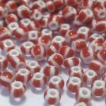 Rocaille 9/0 Czech seed beads - Striped White Opaque Red 03910 - 10 gram