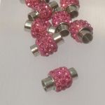 Zapięcie magnetyczne 5 mm z kryształkami pink (15,5x11mm) - 1 szt