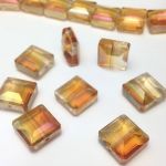 Kryształki fasetowane 13x13x7mm szklane amber - 1 szt