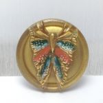 Guzik szklany 27 mm Butterfly Green/Gold- 1 szt