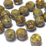 Fire Polish 8mm  Round Picasso Yellow 10szt.
