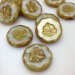 Koraliki Czech Glass Beads Leaves beige 24mm