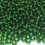 Rocaille 8/0 Czech seed beads - Silver Lined Green 57120 -10 gram