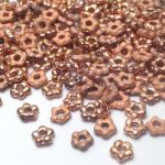 Flower Beads 5mm Crystal Etched Carpi Gold Full  - 10 szt