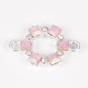 Łącznik z kryształkami 20x13,5x3 mm platinum -/crystal pink - 1 szt