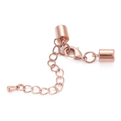 Brass Chain Extender, with Cord Ends and Lobster Claw Clasps, Nickle Free, Rose Gold 6,5 mm - 1pc