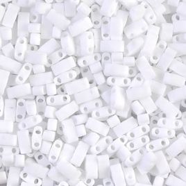Miyuki Half Tila Beads White Opaque Matted HTL0402F - 5 gram