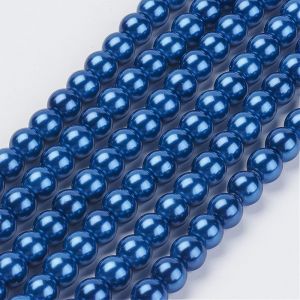 Perły szklane 6 mm (1,2~1,5mm) Dark Blue - sznur(ok.72 szt)