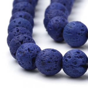 Lva naturalna barwiona  BLUE 10mm ok. 39 szt - sznurek - 1 szt