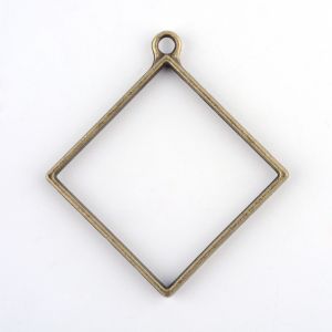 Rack Plating Alloy Pendants, Open Back Bezels, For DIY Resin 40x25,5x3,5mm antique bronze  - 1 pc