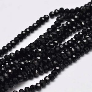 Abacus faceted 3x2mm  Black~ 200 pcs - strand