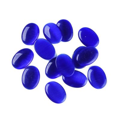 Kaboszon 25x18x3-4mm szklany Kocie Oko, OVAL ,DARK BLUE - 1szt