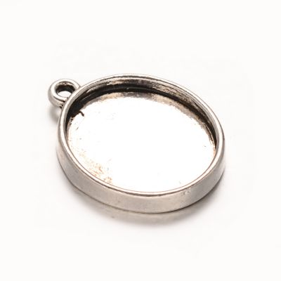 Baza zawieszki 20x18 mm OVAL (25,5x20x3,5mm) ant. silver Nickel Free  - 1 szt