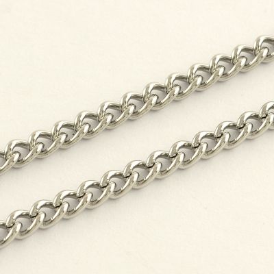 Stainless Steel Curb Chains,  4x3x0,8 mm - 50cm
