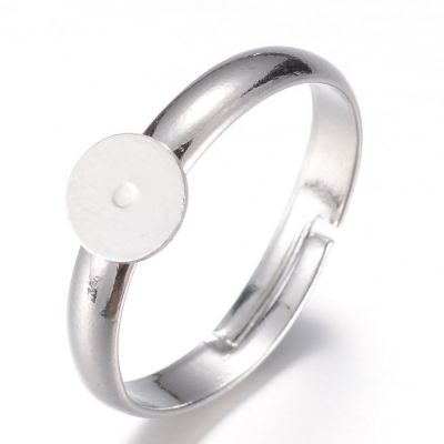 Baza pierścionka 17x3mm -regulowana-(6 mm talerzyk) kol. platinum  NICKEL FREE- 1 szt