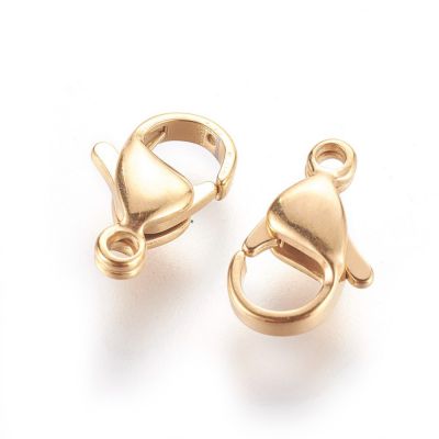 Stainless Steel Lobster Claw Clasps,Manual Polishing, Real 24K Gold  - 1 pc