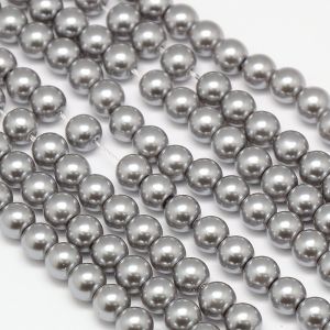 Perły szklane 6 mm (1,2~1,5mm)Dark Gray - sznur(ok.72 szt)