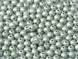 Round Beads 3 mm Alabaster Metallic Silver - 50 szt