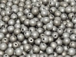 Round Beads 6 mm Jet Full Argentic Matted - 20 szt