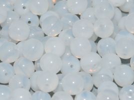 Round Beads 3 mm White Opal  - 50 pc