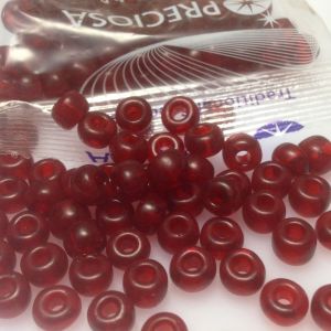 Rocaille 33/0 Czech seed beads - Transparent Frosted Red Wine 90090 - 10 gram