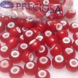 Rocaille 31/0 Czech seed beads - White Red - 10 gram