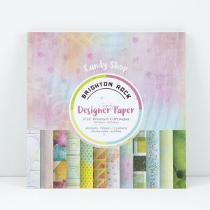 Premium Craft Paper- Brighton Rock - Candy Shop Collection 20,3x20,3 cm  ( 2-stronny)- 48 szt