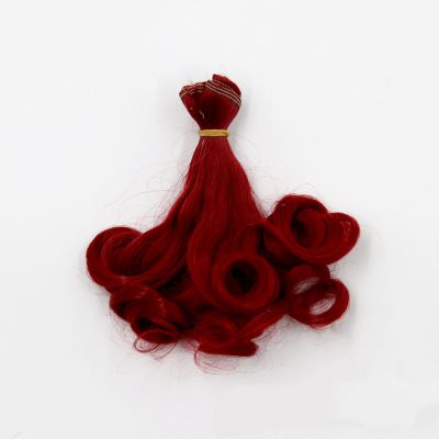 Włosy dla lalek - maskotek , z lokami 15cm - pasmo 100 cm Dark Red - 1 szt