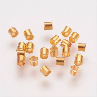 Zaciski/stopery rurki w kolorze złoty  2x2x0,15 mm ( 1,5 mm ) 20szt.