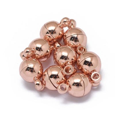 Rack Plating Brass Magnetic Clasps 6 mm , rose gold - 1 pc