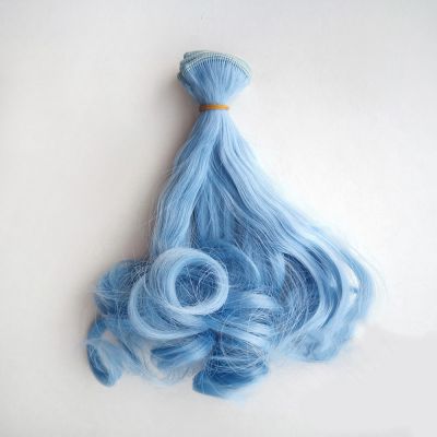 Włosy dla lalek - maskotek , z lokami 15cm - pasmo 100 cm Light Sky Blue - 1 szt