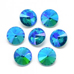 Glas Rhinestone Faceted Cone 12mm DeepSkyBlue AB Color - 1 szt.