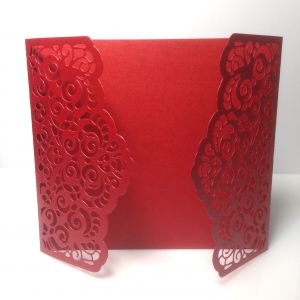 Baza kartki - zaproszenia LACE 13x 14,5 cm mica red ( 240gr)  - 1 szt
