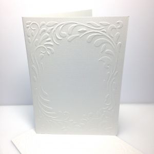 Baza kartki A6 FLORES wytłaczany wzór : 10,5x14 cm WHITE (kart 249g)