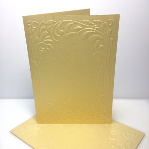 Baza kartki A6 FLORES wytłaczany wzór : 10,5x14 cm metallic champagne gold ( 220g)
