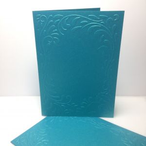 Baza kartki A6 FLORES wytłaczany wzór : 10,5x14 cm metallic turquoise( 249g)