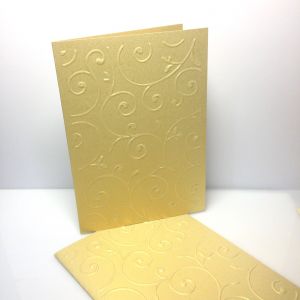 Baza kartki A6 LEAVS wytłaczany wzór : 10,5x14 cm metallic champagne gold ( 220g)